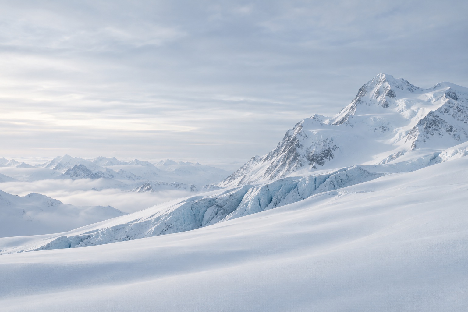 Laderas nevadas y relieve de un glaciar alpino